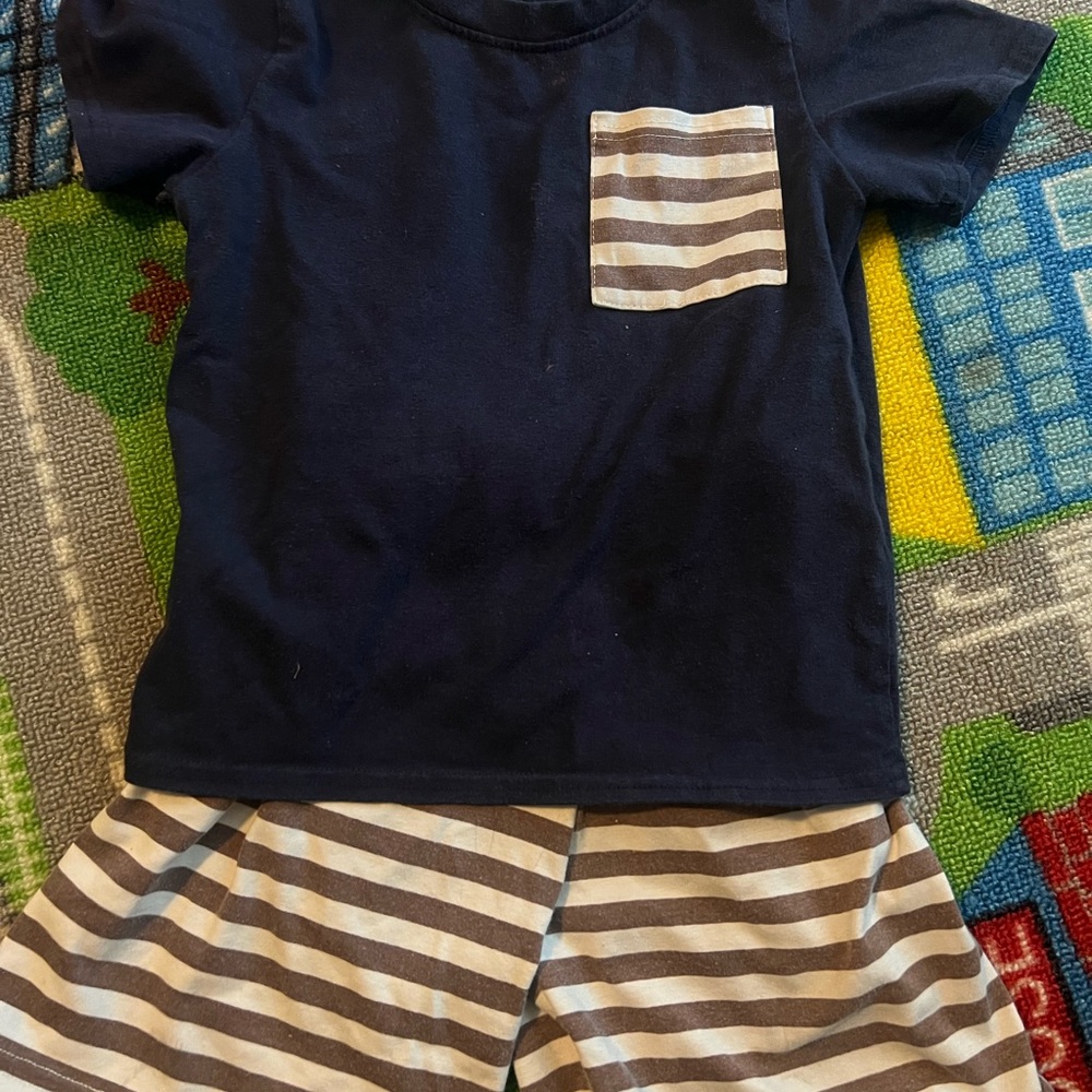 Navy and brown Striped Toddler Outfit
